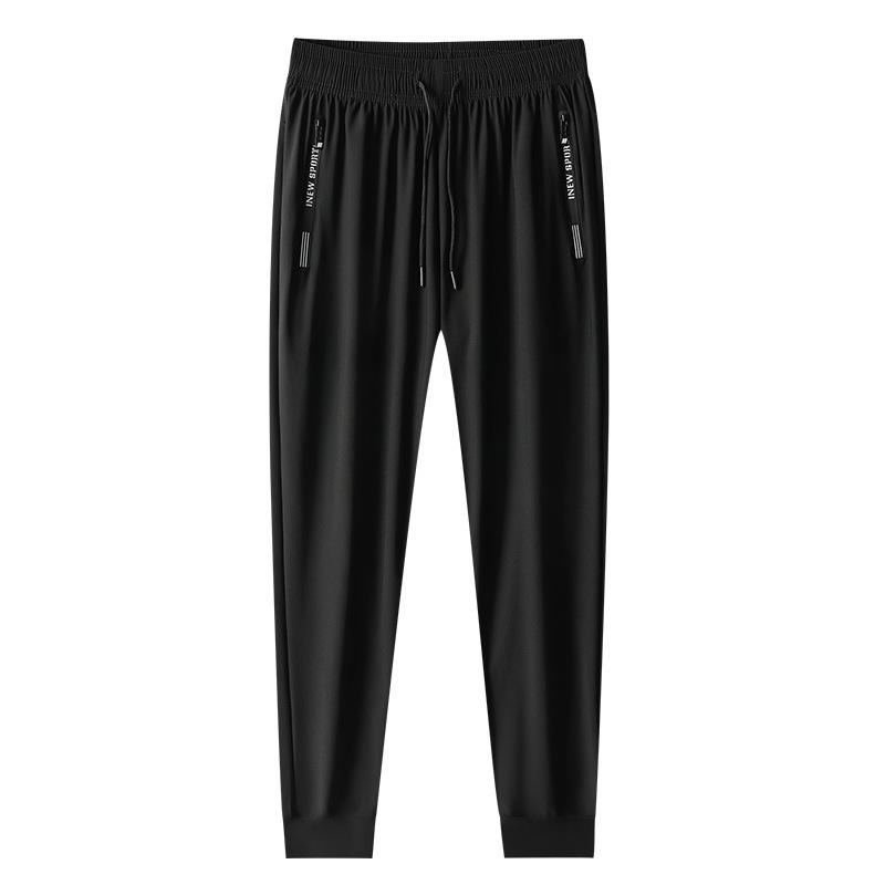 Men's Plus Size Quick-Dry Ice Silk Joggers - High Elasticity, Straight Leg, Sun Protection.