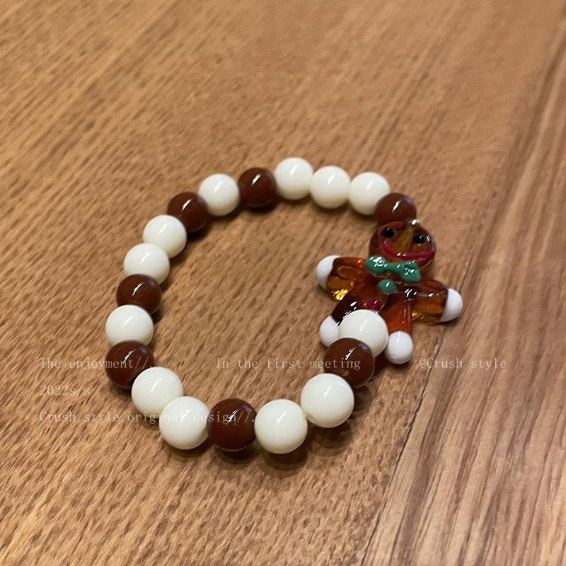 

Christmas Eve Cute Santa & Gingerbread Man Beaded Bracelet - Perfect Gift for Besties