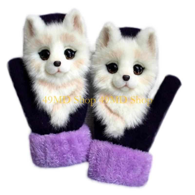 49MD Cartoon Gloves Kids Plush Gloves Mitts Kid Gloves Animal Knit Gloves Winter Mittens Children Gloves
