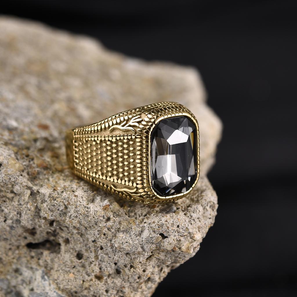R3271 Para Hombre/Mujer Alta Calidad Acero Inoxidable 316L Múltiples Colores Estilos de Piedras Preciosas Anillos de Ónice Joyería Clásica Tendencia de Moda
