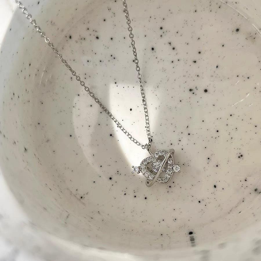 Summer Heartbeat Rhinestone Necklace: Elegant, Sweet, and Versatile Design for Women Arrow Through Heart [White Rhinestone]