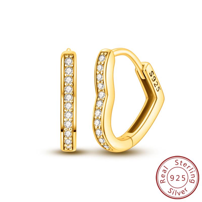 Earrings Original 925 Silver Stud Drop Hoop Earrings Rose Gold for Women Girls Party Wedding Birthday Jewelry Gift