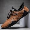 Mens Casual Leather Loafers Breathable Low-Heel Slip-On Shoes Daily Wear In Large Sizes