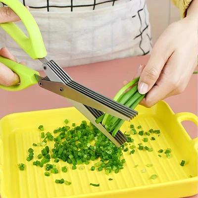 1 Stück 5-lagige Küchenschere aus Edelstahl – perfekt zum Hacken von Frühlingszwiebeln, Gemüse, Kräutern und Gewürzen – unverzichtbares Kochzubehör