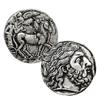 Monete greche antiche in argento, monete olandesi, luna, Zeus, costellazioni, stile retrò greco antico, arte scultorea
