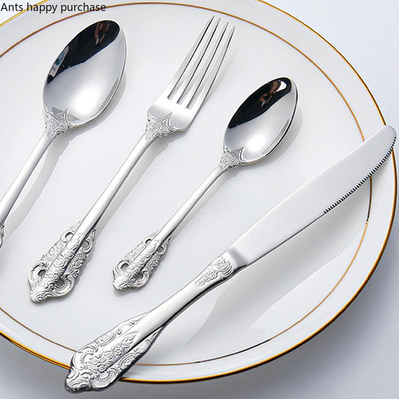 Stainless Steel Cutlery Set Knife Fork Spoon Set 4-piece Set Western Food Tableware Kitchen Accessories Coffee Spoon Fruit Fork