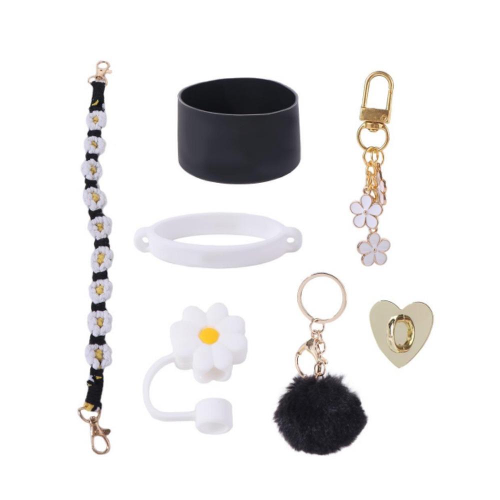 7pcs/set Flower Pattern Cup Accessories Set Multiple Color Cup Decoration Set  Tumbler