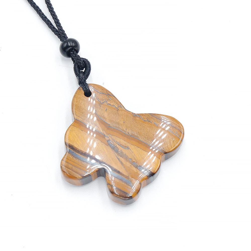 Amethyst, Rose Quartz, and Green Aventurine Butterfly Carved Pendant Accessories