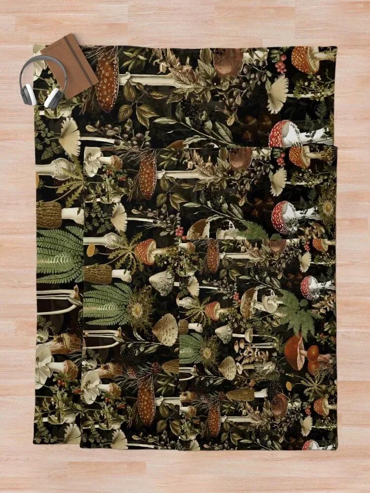 

Винтажный грибной лесной ботанический узор - черное покрывало для дивана, милые клетчатые пушистые мохнатые шерстяные мягкие клетчатые одеяла 30x40in