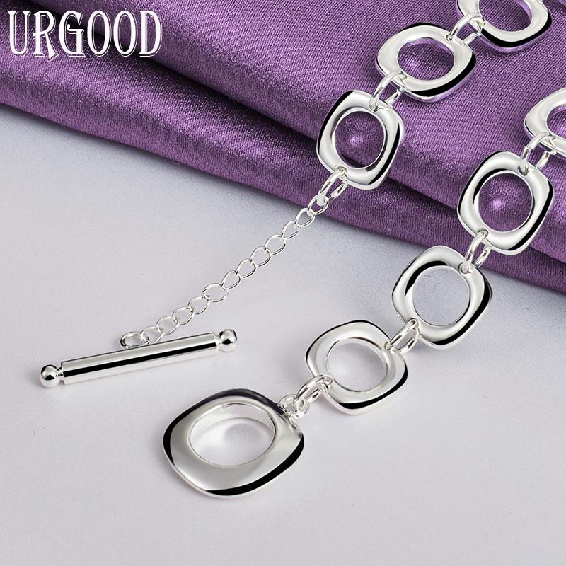 925 Sterling Silver Square Chain 20 Inch Women's Necklace Wedding Fashion Jewelry