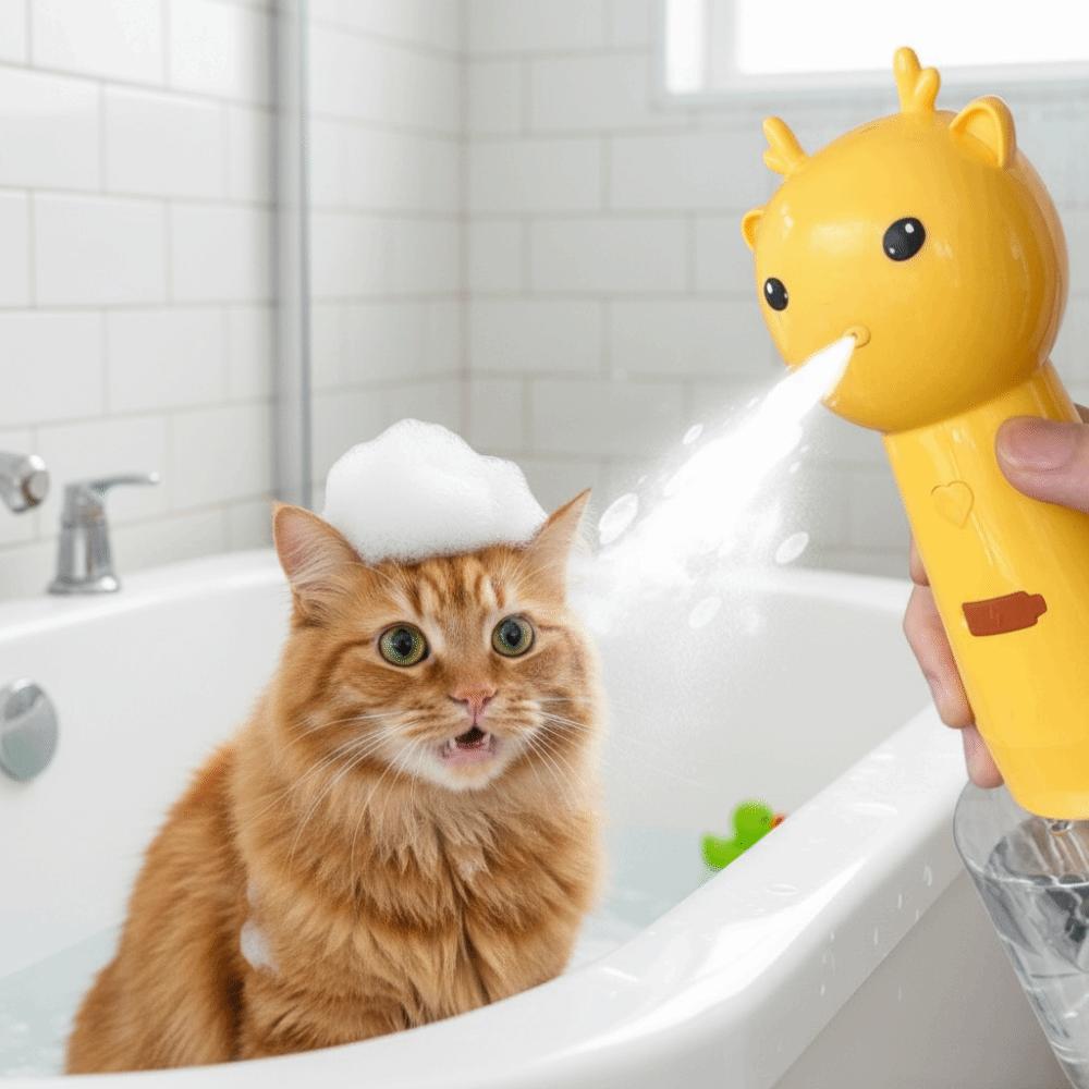 Quiet Operation Cat Soap Dispenser Wireless Smart Dog Cleaning Foam Machine Waterproof Cartoon Pet Bathing Soap Container