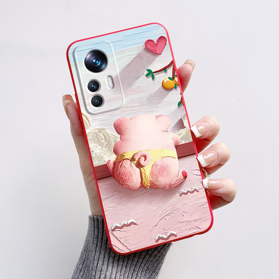 For Xiaomi Mi 12T 12 T Pro Case Cute Panda Liquid Silicone Phone Cases For Xiaomi Mi 12T 12 Mi12 T 12X Lite Pro Soft Cover Case