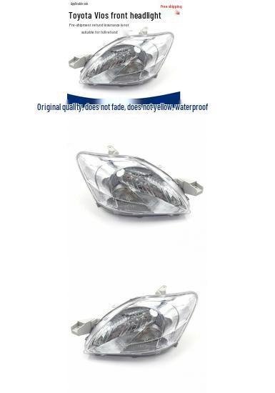 New Semi-Assembly Front Headlight for 08-10 Toyota Vios Models Premium model, passenger side right
