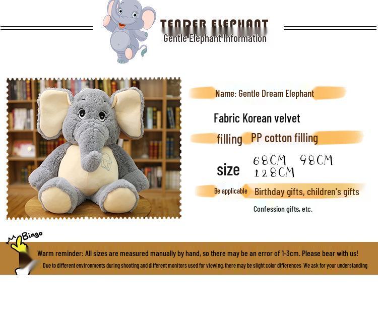 Large Gentle Dream Elephant Plush Toy – Soothing Sleep Companion for Baby
