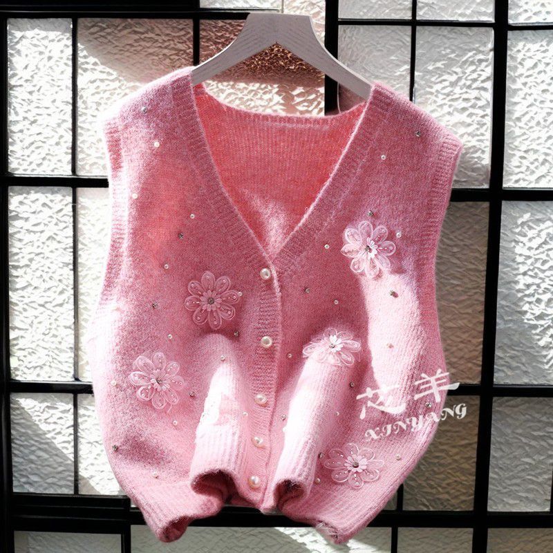 Women's Knitted Vest Gilet Spring Loose Lazy Style Women's Sweater Cardigan Outerwear Top