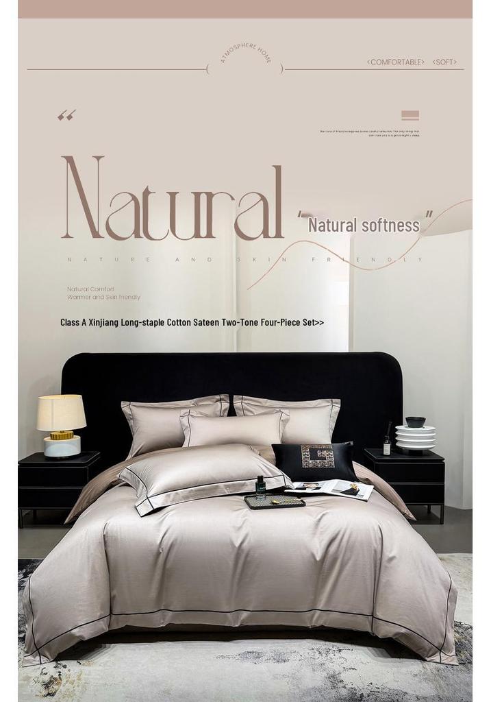 2026 Premium Gray Satin Cotton Four-Piece Bedding Set DREAM