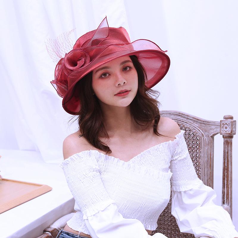 

Hat Women s Summer Big Edge Mesh Hat Vintage Eugen Yarn Flower Sun Hat Outdoor Sun Hat Beach Sun Hat one size fits all (56-58cm)