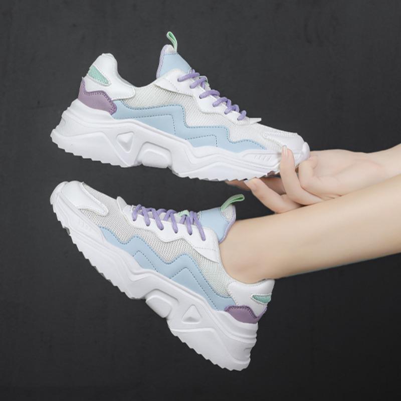 New Womens Chunky Sneakers Spring Mesh Breathable Thick Bottom Running Shoes Ladies Casual Platform Shoes Trainers Zapatos Mujer