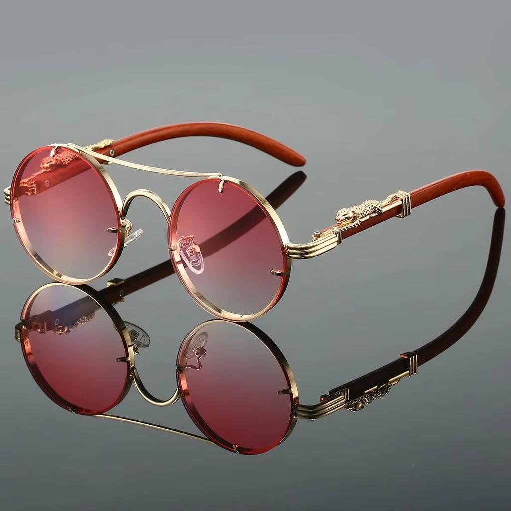 Vintage Punk Round Sunglasses Men Fashion Double Bridge Multicolor Shades Women Retro Trendy Brand Luxury Design Sun Glasses