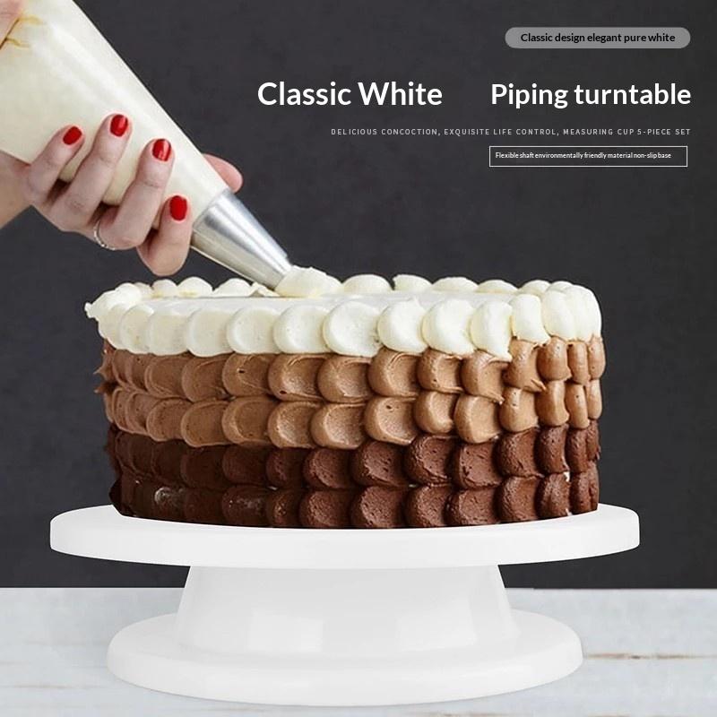 Plastic Cake Decorating Turntable Non Slip Base Smooth Rotation Perfect For Home Baking Pastry Making