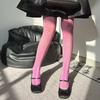 Women French Style Vintage Fishnet Pantyhose Rose Jacquard Patterned Sheer Mesh Tights Side Hollow Out Striped Stockings