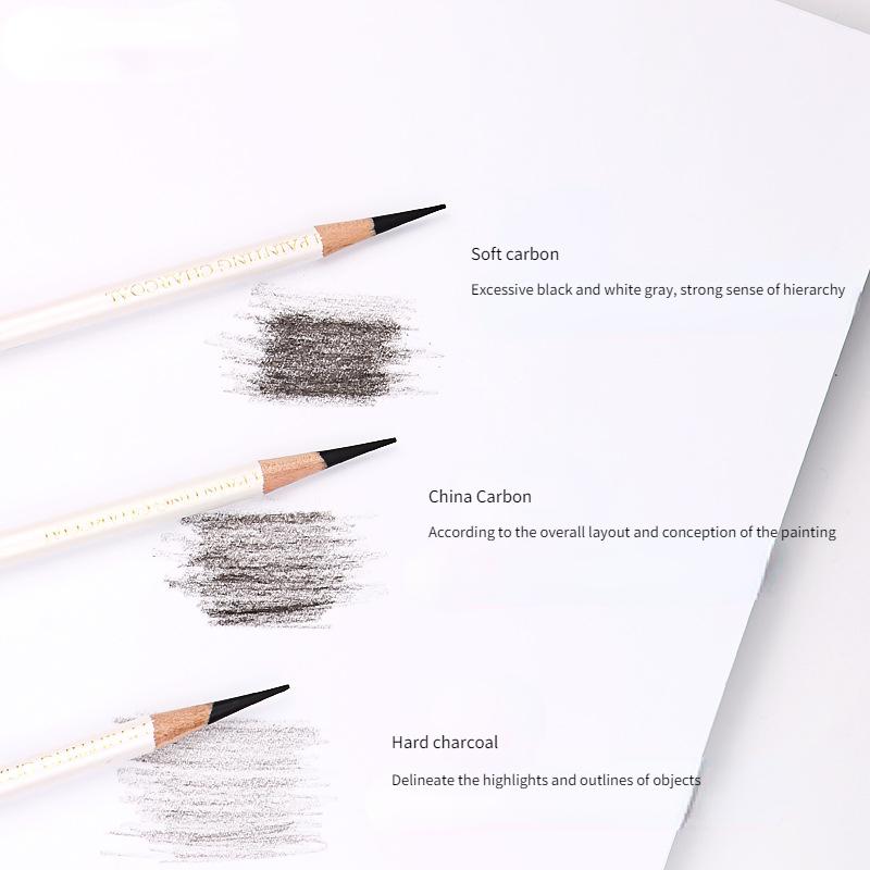 12pcs Pearlescent Platinum Circle Sketch Charcoal Soft Medium Hard Drawing Pencil Combination For Beginners Art Supplies