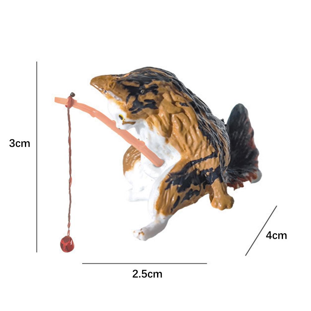 1/5pcs Cute Fishing Cat Ornaments Resin Fish Landscaping Mini Statue Cartoon Figurine Miniatures DIY Handcraft Home Decorations