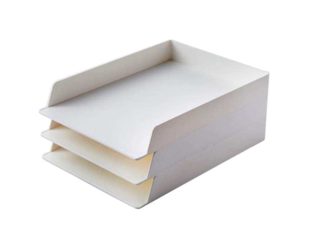 

ikeem Desk Tray A4 Compatible Letter Case Plastic Vertical Document Case Small Items Storage Office Storage White Stackable Sturdy A4 Letter (3 Cases) білий