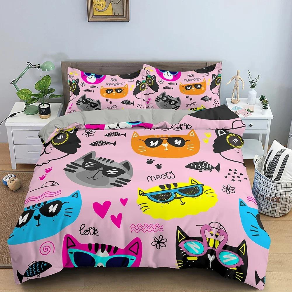 Cartoon Pattern Duvet  Quilt Cover For Children Bedroom Bedding Set Luxury Cozy Bedclothes Home Textile King Queen Full
