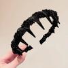 Fluffy High Cranial Top Headband Korean Style Non-slip Hair Hoop Wave Hairband with Teeth  Student