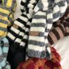 Y2K Harajuku Stripe Scarf: Black & White Thickened Neck Warmer for Stylish Posing