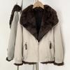 Womens Reversible Short Faux Fur Coat With Rabbit Collar Casual Loose Fit Winter Outerwear Youth To Senior