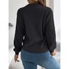 Women's Sweatshirt Casual Solid Colour Openwork Lantern Sleeve Pullover Knit Top