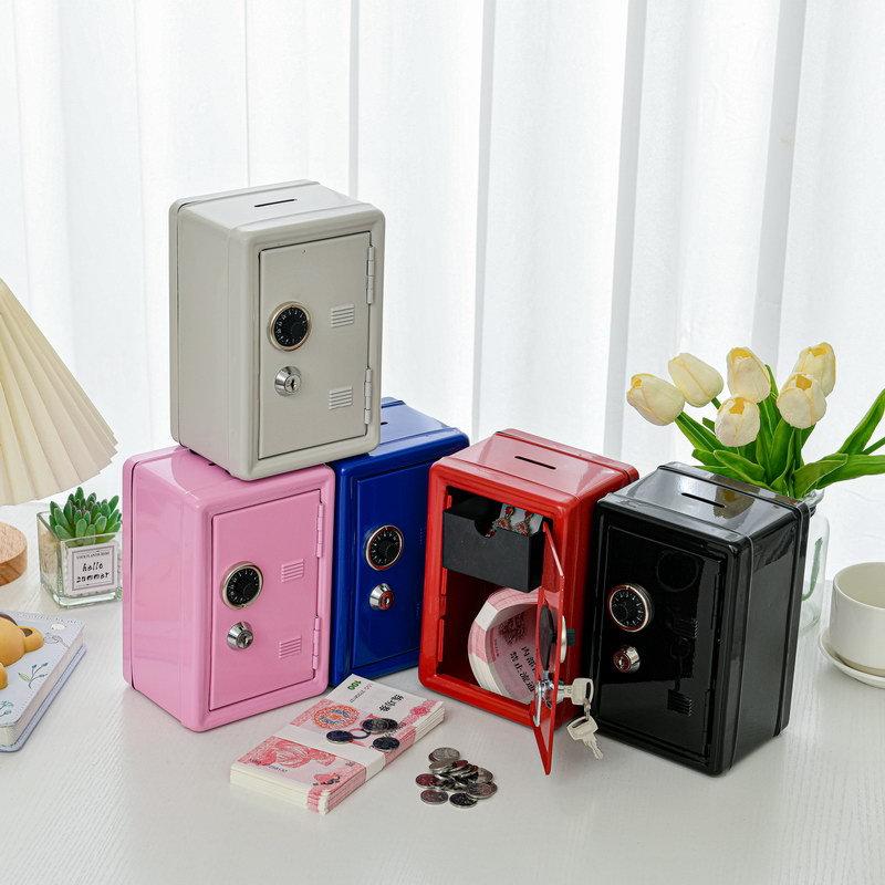 Kawaii Metal Storage Cabinet with Key Lock Mini Safe Desktop Organizer Pink Purple Blue Metal Box Cute Table Decoration