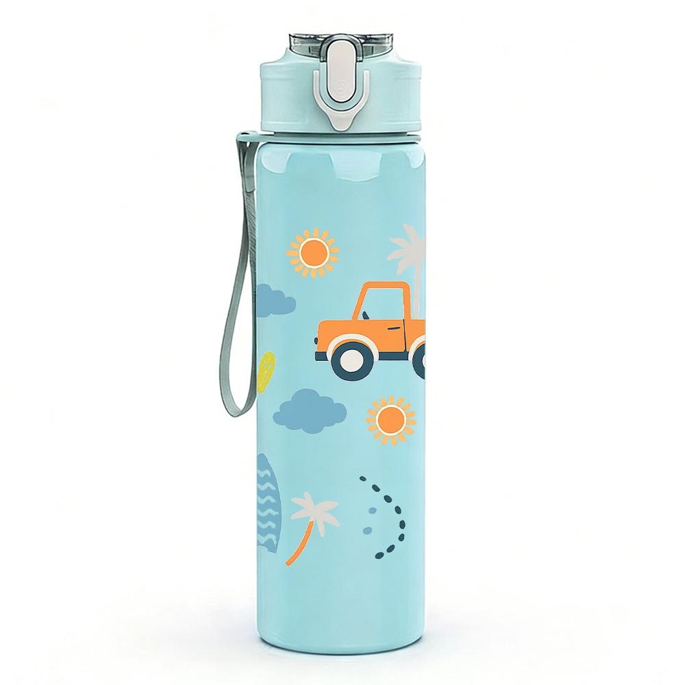 1PC Toy Car Cloud Seamless Pattern 750ml Color Plastic Sports Water Bottle Leakproof Flip Straw Lid Suitable for Sports Office Home Use