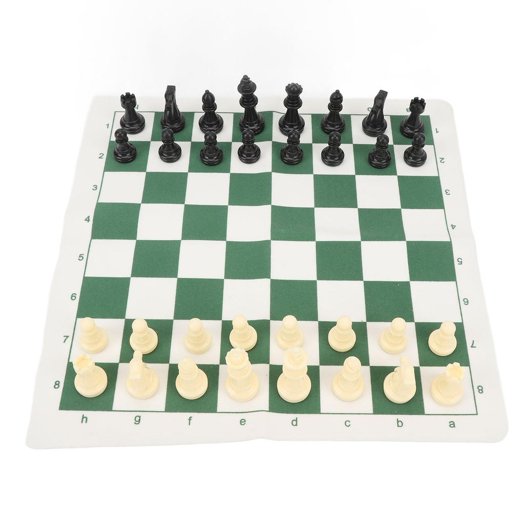 Portable Chess Checkers Set Roll Up Chess Board Game with Handheld Zipper Storage Bag for