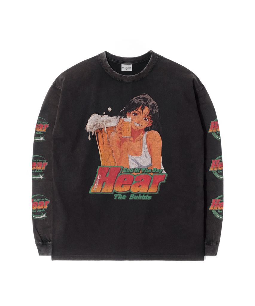 QT8 GARMENTS Rg Hear The Bubble Aq Washed Long Sleeve (Black)