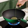 Padella Wok Pietra di Grano Riso Padella a Fondo Piatto Antiaderente Padella Wok Domestica Cucinaware Senza Fumo per Piano a Induzione