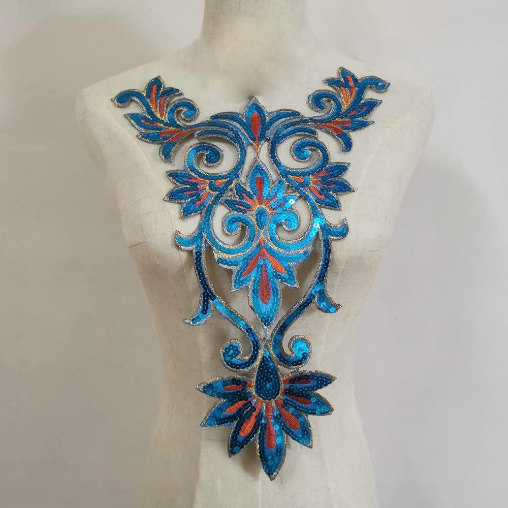 

1 шт. Воротник с пайетками, вышитые нашивки, аппликация, нашивка для одежды, украшение белый