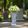 Flower Vase For Cemetery Resin Angel Carving Ground Stake Artificial Flowers Holder Grave Vase For Mom Dad Friends Relatives