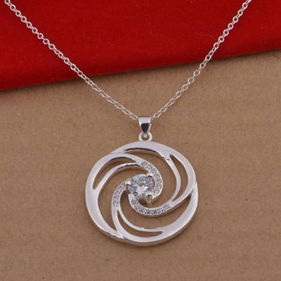 European & American Fashion 925 Silver Plated Necklace with Diamonds