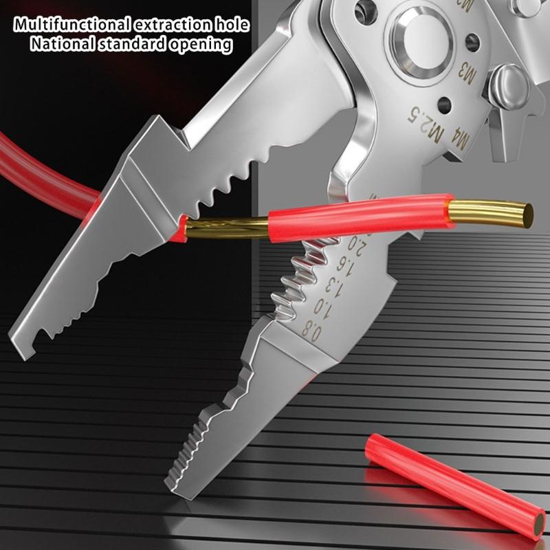 Collapsible Wire Stripping Pliers Multifunction Electrician Tool with Crimping Cutting and Wrench Features Foldable