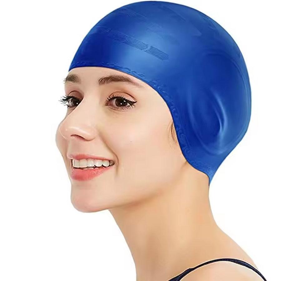 DEZITION Durable Silicone Swimming Cap with Ear Pockets for Adults and Teens - Protects Long Hair and Provides High Elasticity