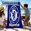 Personalisierbares Chelsea F.C. Strandtuch mit individuellem Namen, für Reise, Camping, Strandparty, Heimdekoration, Geburtstagsgeschenk für Familie & Freunde