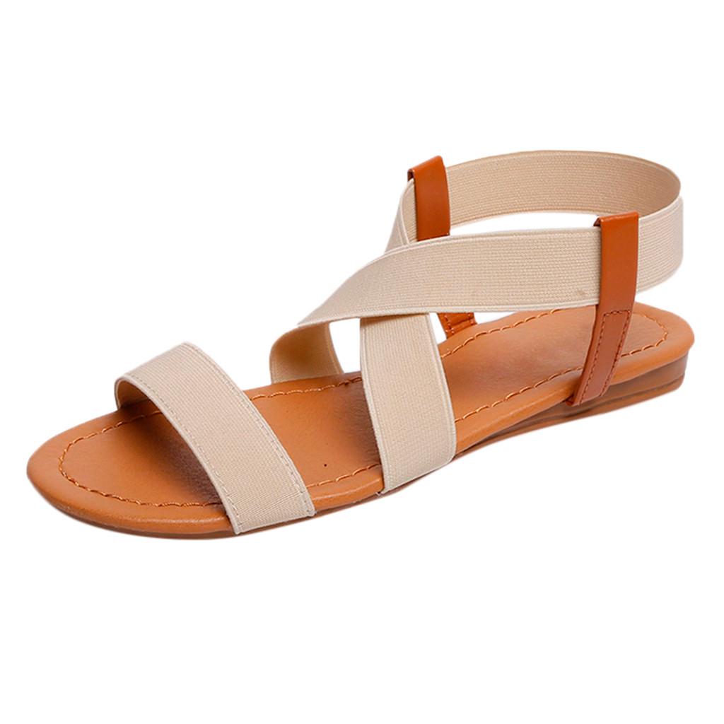 Women Low Heel  Skidding Beach Shoes Cross Strap Sandals Peep-toe Sandals