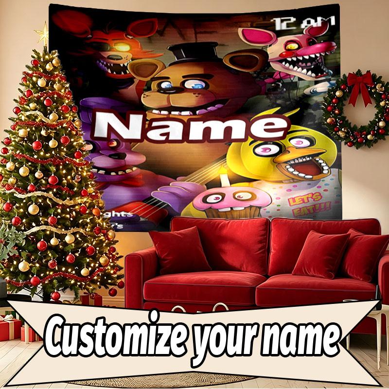 Custom Name Personalized Five Nights At Freddy's Print Tapestry, Wall Art Decor, Bedroom, Dorm, Apartment, LivingRoom, Party Backdrop, Gift for Birthd