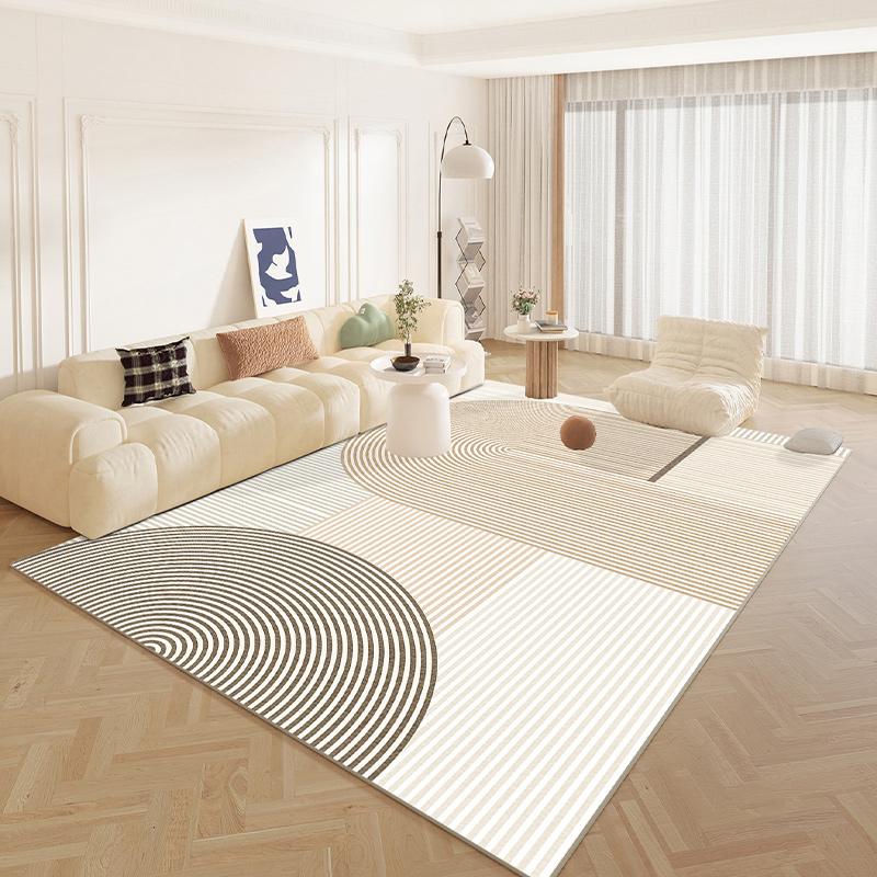 Japanese Style Rugs for Bedroom Thick Washable Floor Mat Fluffy Soft Lounge Rug Cream Color Living Room Decoration Stripe Carpet