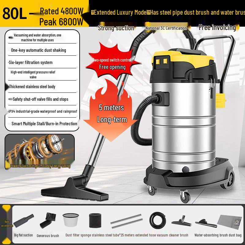 High-Power Industrial Vacuum Cleaner for Home, Car, Commercial Carpet, and Grout Cleaning