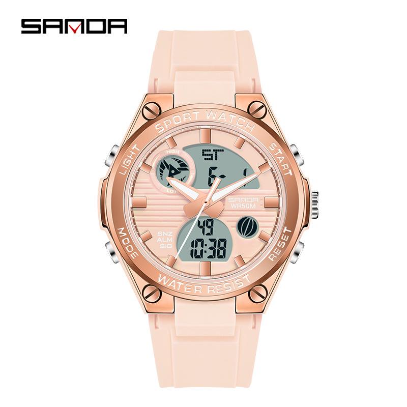 Sanda Men's Multifunctional Dual Display Luminous Waterproof Sports Watch for Teens