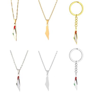ISR and PLES Map Necklace Keychain Pendant Choker Charm Clavicle Chain for Women Teens Peace Lover Jewelry Gift